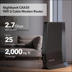 NETGEAR Nighthawk CAX30: DOCSIS 3.1 Modem & WiFi 6 Router AX2700