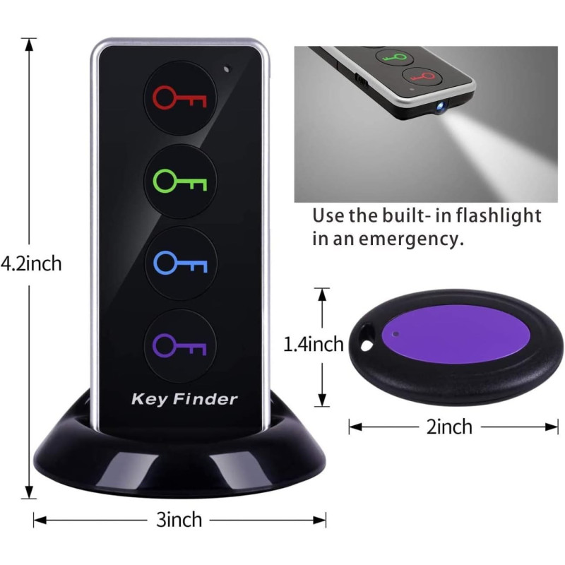 Reyke Key Finder : Localisateur RF 131ft, 4 Récepteurs, 80dB+