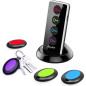 Reyke Key Finder - 80dB+ RF Tracker, 131ft Range, 1 Transmitter & 4 Receivers for Wallet, Phone, Pet Reyke Key Finder - 80dB+ RF Tracker, 131ft Range, 1 Transmitter & 4 Receivers for Wallet, Phone, Pet