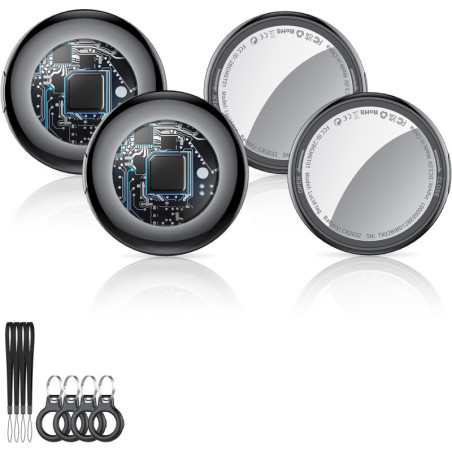 2025 Apple MFi Certified Air Tracker Tags (4 Pack) - Bluetooth Find My Key Finder with Replaceable Battery for iOS