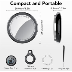 2025 Apple MFi Certified Air Tracker Tags 4-Pack – Bluetooth Key Finder