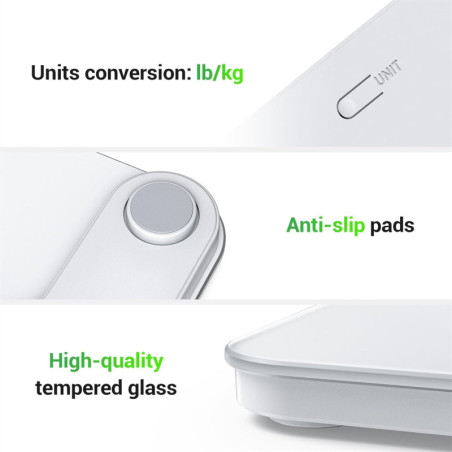 Balance de Salle de Bain Ovutek 400lb, Numérique Précise, Verre Trempé, Écran LED, Piles Incluses