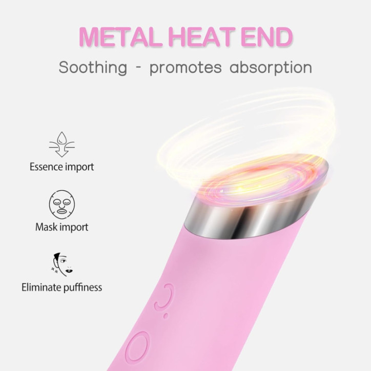 Brosse Nettoyante Visage PRITECH Rechargeable Silicone avec Massage Chauffant Vibrant Étanche Rose