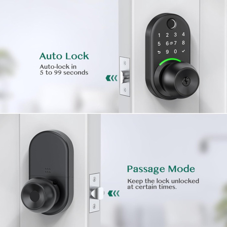 Serrure de porte intelligente Yamiry avec clavier, empreinte digitale et poignée, installation facile Serrure de porte intelligente Yamiry avec clavier, empreinte digitale et poignée, installation facile