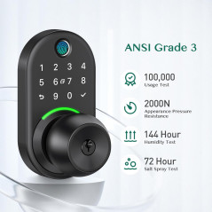 Yamiry Keypad Smart Door Lock with Knob – Fingerprint & Remote Passcode