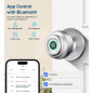 Serrure de porte biométrique argentée avec empreinte digitale, appli, clé et entrée sans clé Serrure de porte biométrique argentée avec empreinte digitale, appli, clé et entrée sans clé