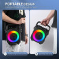 Machine à karaoké portable Bluetooth avec 2 micros sans fil, lumières, support USB/TF/REC/FM/AUX Machine à karaoké portable Bluetooth avec 2 micros sans fil, lumières, support USB/TF/REC/FM/AUX
