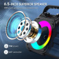 Machine à karaoké portable Bluetooth avec 2 micros sans fil, lumières, support USB/TF/REC/FM/AUX Machine à karaoké portable Bluetooth avec 2 micros sans fil, lumières, support USB/TF/REC/FM/AUX