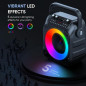 Machine à karaoké portable Bluetooth avec 2 micros sans fil, lumières, support USB/TF/REC/FM/AUX Machine à karaoké portable Bluetooth avec 2 micros sans fil, lumières, support USB/TF/REC/FM/AUX
