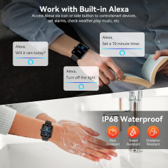 Smart Watch with Alexa, Bluetooth Calls, Fitness & Sleep Tracking - Black