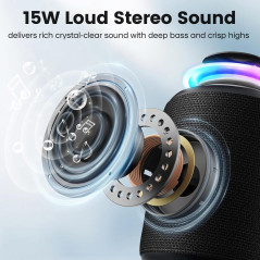 Enceinte Bluetooth Étanche IP67 15W, Batterie 2500mAh