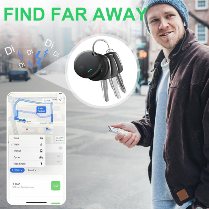 Pack de 4 Trackers Bluetooth pour Clés et Objets - Localisateur Intelligent Noir compatible iOS