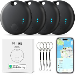Tracker Tag 4-Pack Bluetooth Tracker - Find Keys, Wallet, Luggage (Black)