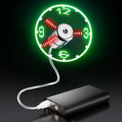 Ventilateur USB LED ONXE avec Horloge - Cadeau Homme 1 an Garantie