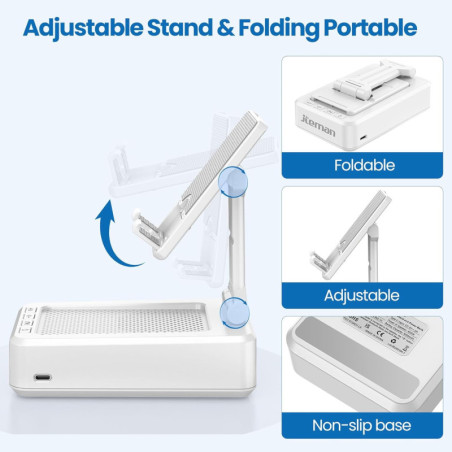 Support Téléphone Portable Bluetooth JTEMAN avec Haut-Parleur - Blanc
