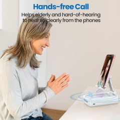 Support Téléphone Portable Bluetooth JTEMAN avec Haut-Parleur - Blanc