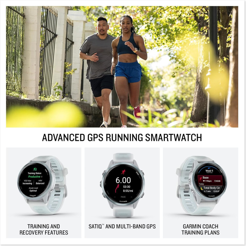 Garmin Forerunner 570 GPS Triathlon Smartwatch, 42mm AMOLED, Cloud Blue