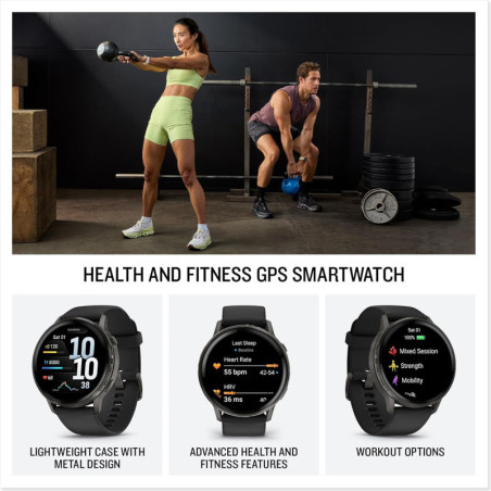Garmin Venu 4 45mm Montre Connectée GPS Santé & Fitness Écran Coloré Lampe Intégrée 12 Jours Autonomie