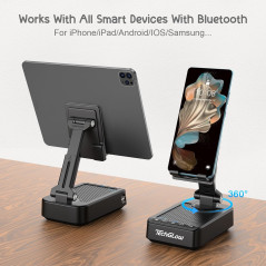 TechGlow Foldable Phone Stand with Bluetooth Speaker & Power Bank Gift