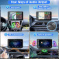 Ecran Portable 7 HD Tactile sans Fil avec Apple CarPlay, Android Auto, Bluetooth 5.2 et Caméra de Recul
