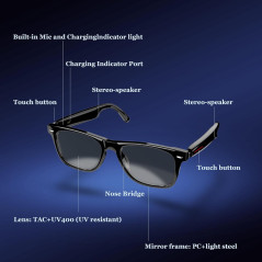 Blackview 5.3 Bluetooth Smart Glasses with Open Ear Speaker & Blue Light Blocking