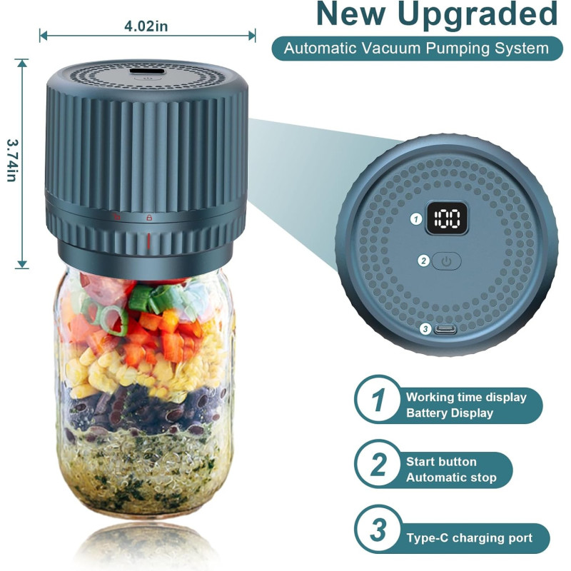 M12 Auto Stop Mason Jar Vacuum Sealer - 2025 Smart Portable Kit