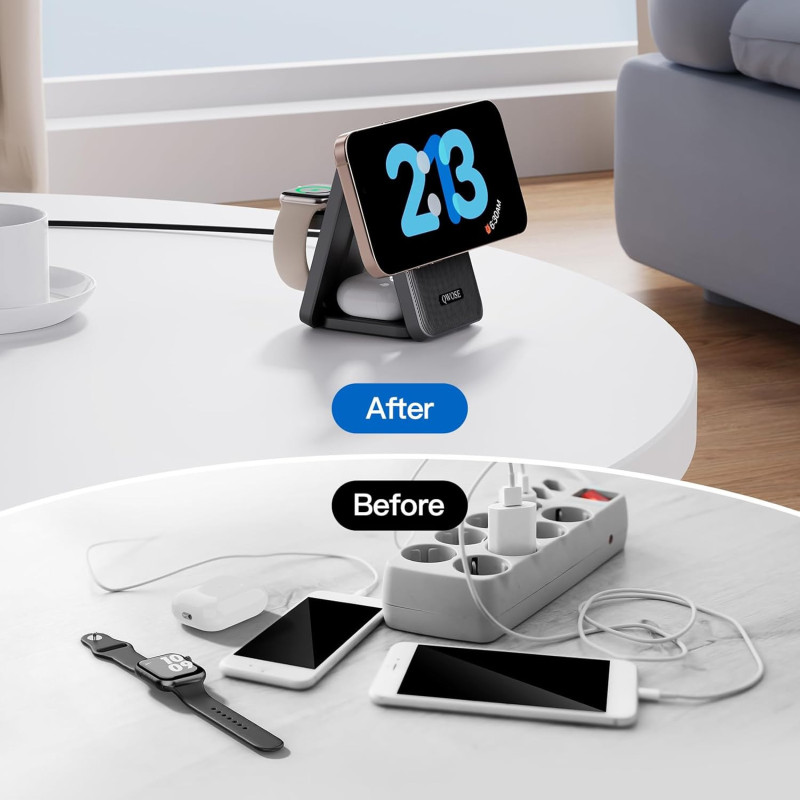 Chargeur Sans Fil Magnétique 3-en-1 2025 pour iPhone & Apple Watch