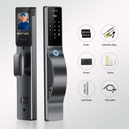3D Face Recognition Smart Lock with HD Camera, Keyless Entry, WiFi, Auto-Lock & App Control via Wishome App