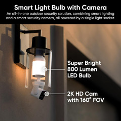 WYZE Bulb Cam 2K HD Outdoor Security Camera with Color Night Vision