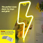 Enseigne Néon Éclair Jaune LED Batterie/USB Décor Mural Chambre Enfants Fête Mariage