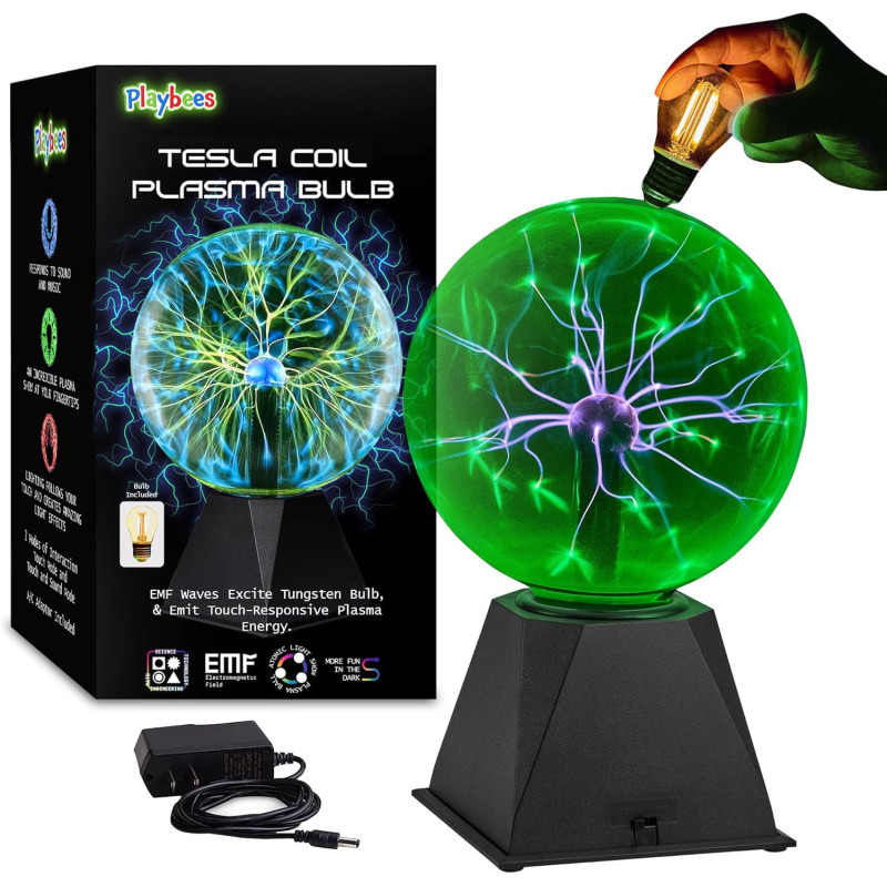 Boule Plasma 7 Playbees Green - Tesla, Électricité Statique