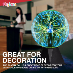 Playbees Green Plasma Ball 7 - Ampoule Tesla Électricité Statique Néon pour Fêtes, Décor, STEM