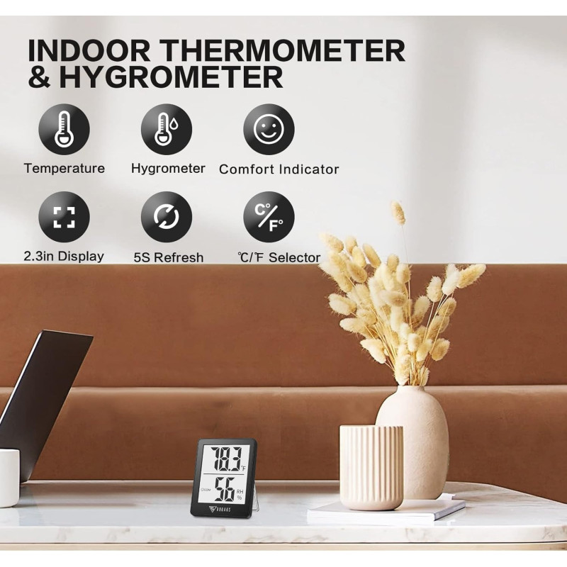 DOQAUS Hygromètre Digital Intérieur - Température & Humidité rapide