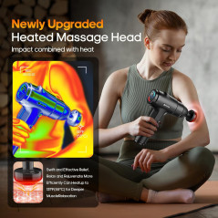 AERLANG Massage Gun with Heat, 7 Heads & Silent Deep Tissue Massager