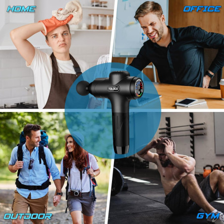 TOLOCO Pistolet de Massage Profond 10 Têtes - Silencieux