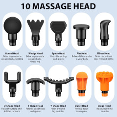 TOLOCO Pistolet de Massage Profond 10 Têtes - Silencieux