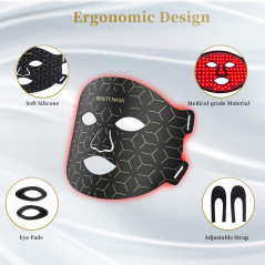 Masque LED Thérapie Lumière Rouge 7-en-1 850nm NIR Anti-Âge Fermeté & Éclat Visage & Cou Rechargeable