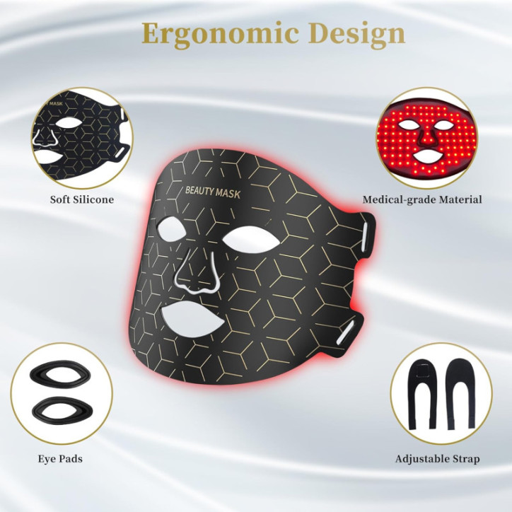 Red Light Therapy Mask for Face & Neck, 850nm NIR, 7-Color LED, Rechargeable, Anti-Aging & Skin Firming Red Light Therapy Mask for Face & Neck, 850nm NIR, 7-Color LED, Rechargeable, Anti-Aging & Skin Firming