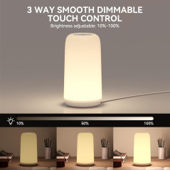 Lampe de Chevet Tactile RGB, Design Élégant, LED Dimable