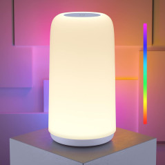 Lampe de Chevet Tactile RGB, Design Élégant, LED Dimable