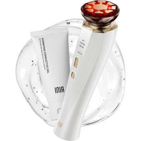 INIA 3-in-1 Red Light Therapy Device for Face & Neck - Puffiness Reduction & Skin Firming (White)