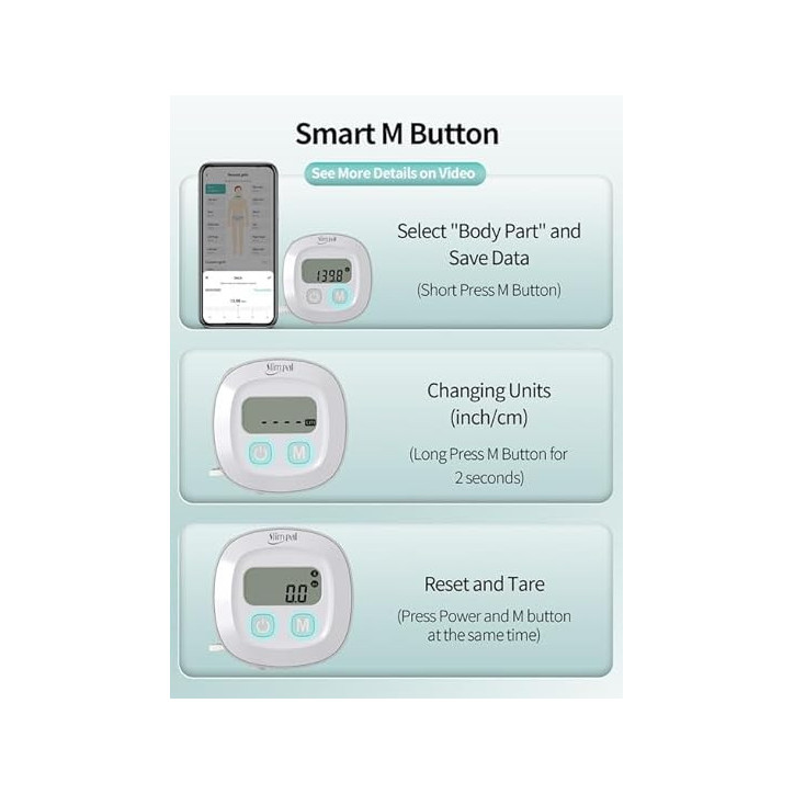 Slimpal Mètre Ruban Intelligent Bluetooth pour Mesure Corps, IMC, Graisse, Fitness et Perte de Poids Slimpal Mètre Ruban Intelligent Bluetooth pour Mesure Corps, IMC, Graisse, Fitness et Perte de Poids