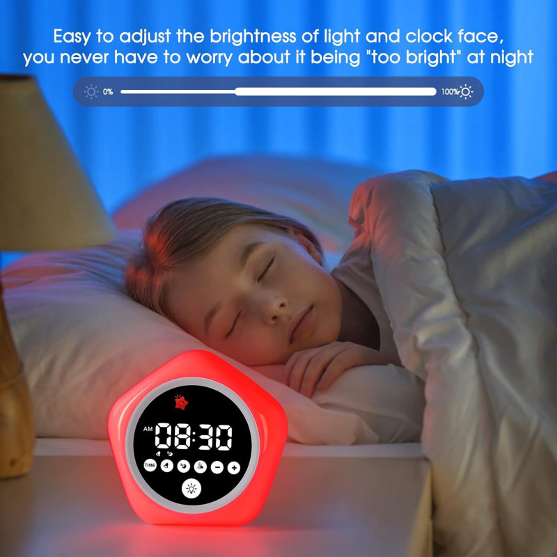Kids Alarm Clock: Toddler Sleep Training with Green & Red Light