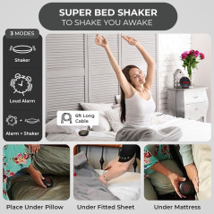 Réveil Sonic Bomb Extra Fort avec Vibromasseur, Noir