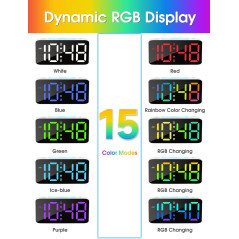 Réveil Cadmos Super Loud pour Adultes et Enfants, Veilleuse RGB