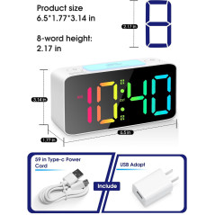 Réveil Cadmos Super Loud pour Adultes et Enfants, Veilleuse RGB