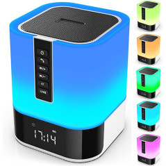 5-in-1 Night Light Bluetooth Speaker with Touch Control, Multi-Color Lamp & Alarm Clock – Gift for Teens 10-14