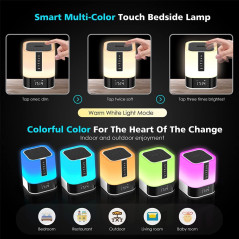 Lampe Bluetooth 5-en-1, Haut-Parleur, Réveil, Cadeau Ados
