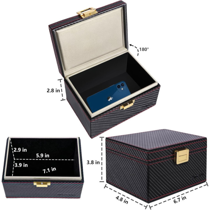 TICONN Faraday Box Carbon Fiber Car Key Fob Signal Blocker RFID Keyless Fob Protector Pouch Cage
