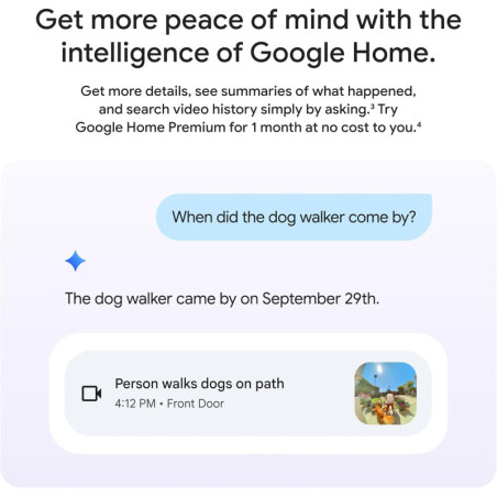 Google Nest Doorbell 3e Gén, Filaire, Vidéo 2K, Vision Nuit, Audio Bidirectionnel, 2025, Couleur Snow